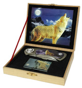 HOWLING WOLF KNIFE WITH LIGHTER IN DISPLAY BOX