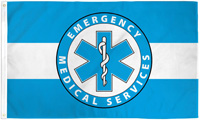 EMS EMERGENCY WHITE LINE 3 X 5 FLAG