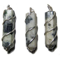 RAINBOW MOONSTONE COIL WRAPPED STONE PENDANT