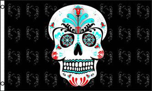 SUGAR SKULL SKELETONS 3 X 5 FLAG