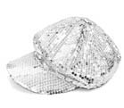 SEQUIN SILVER BASEBALL HAT *- CLOSEOUT NOW $ 2 EA