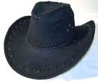 BLACK COLOR HEAVY LEATHER STYLE WESTERN COWBOY HAT