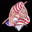 WARPED EAGLE COLORED 45 IN WALL BANNER -* CLOSEOUT ONLY $ 2.50EA