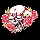 SKULL & ROSES COLORED 45IN WALL BANNER -* CLOSEOUT ONLY $ 1.95 EA