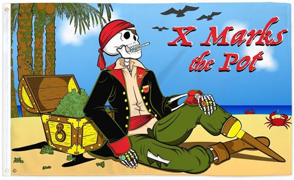 X MARKS THE POT PIRATE SKELETON 3X5 FLAG (sold by the piece)