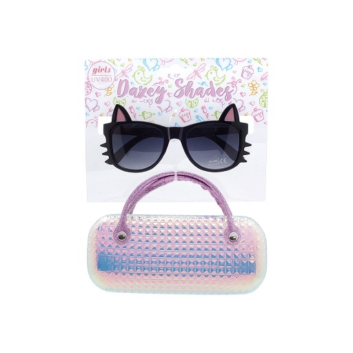 Black Dazey Shades tween Cat Shape Fashion SUNGLASSES with Case