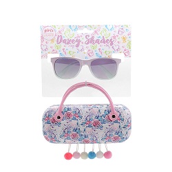 Flower Print UNICORN Dazey Shades Tween  Sunglass With Case