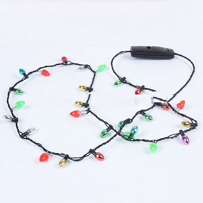 Light Up Christmas Holiday LED Light Bulb Flashing 30'' NECKLACE