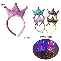 LIGHT UP 3 FUNCTION SEQUIN PEARL PRINCESS CROWN HEADBAND