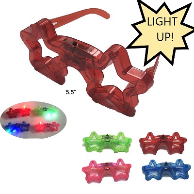 FLASHING LIGHT UP RAINBOW LED STAR GLASSES DOZEN