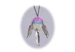 18 INCH METAL DREAM CATCHER SILVER RAINBOW NECKLACE WITH FEATHERS