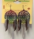 3 INCH METAL DREAM CATCHER RAINBOW with SILVER DANGLE EARRINGS