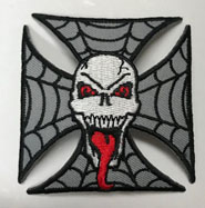 SKULL WITH IRON CROSS 3 INCH  PATCH *- CLOSEOUT $1 EA