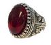 Ruby red stone engraved metal BIKER ring (sold by the piece)