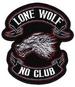 JUMBO LONE WOLF NO CLUB PATCH (10 X 11) ( Sold by the piece)