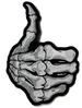 SKELETON HAND THUMB UP BONES 5 IN EMBROIDERED PATCH