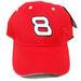 RED COLOR #8 RACING EMBROIDERED BASEBALL HAT