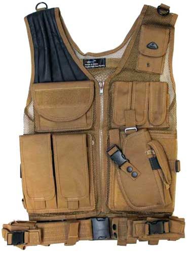 Deluxe Tactical Vest w/Holster, Pouches, Pistol BELT Tan Colo
