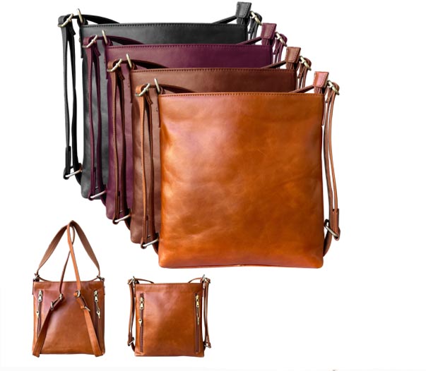 Wax leather satchel Concealment purse BK,BN,LBN,WN$40.50