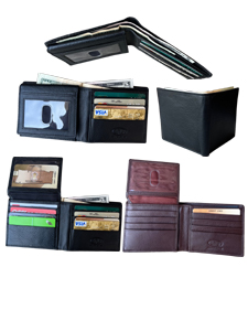 RFID Cowhide Bi-Fold WALLET - BK, BN $4.60 & Up