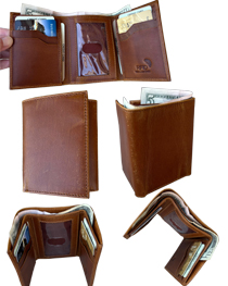 Buffalo leather tri-fold WALLET with RFID protection