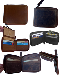 Leather Zippered WALLET - BK, BN $5.40 & Up