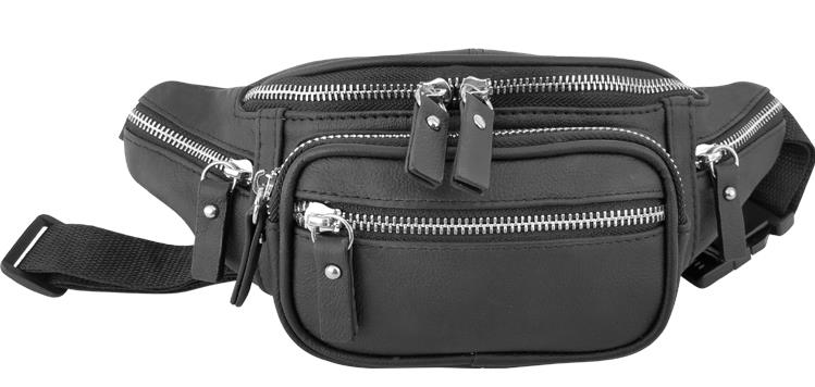 Compact Cowhide LEATHER Fanny Pack - BK $7.75 & Up