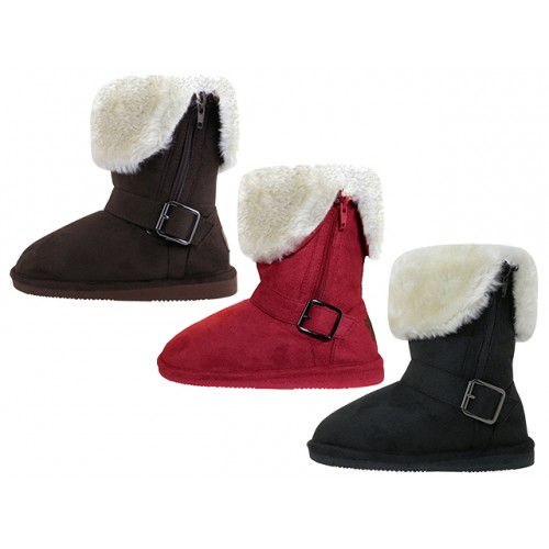 Girl's Faux Fur BOOTS with Side Zipper, Footwear, Shoes