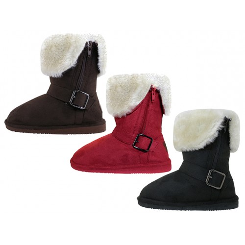 Girl's Faux Fur Boots with Side Zipper, Footwear, SHOES