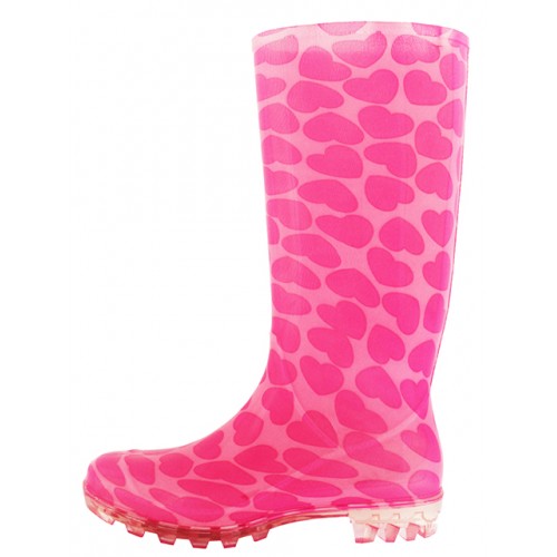 Women's 13'' Heart Print Tall Rain Boots, Footwear, SHOES