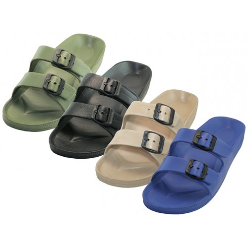 Men Double Buckle Slides, Footwear, SHOES