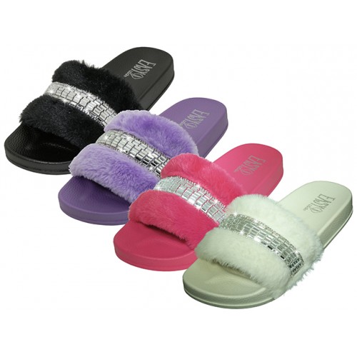 Women's Rhinestone Slides, Footwear, SHOES