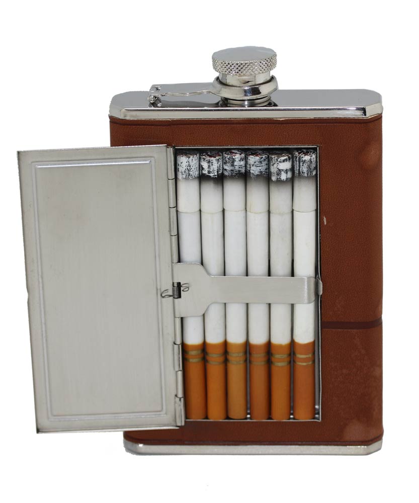 FLASK WITH CIGARETTE HOLDER