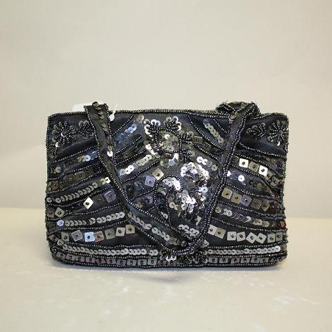 SEQUINED SATIN HANDBAG