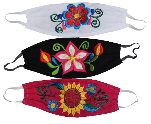 Embroidered Floral Face Mask Oval