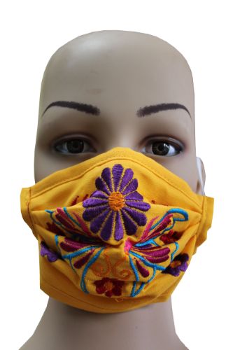 Embroidered Floral Face Mask Square