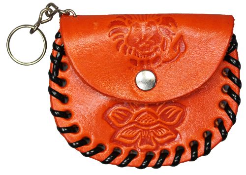 Leather Coin PURSE with Flowers