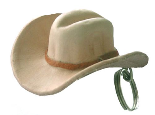 LEATHER Cowboy Hat Key Chain Natural