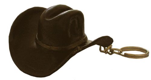 Leather Cowboy HAT Key Chain Brown