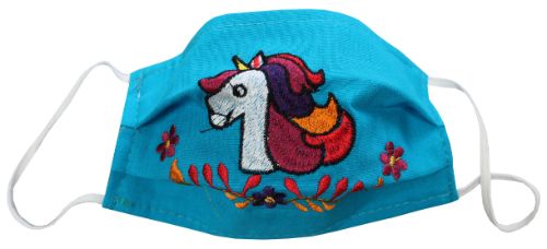 Embroidered Face Mask - UNICORN Head - Kids