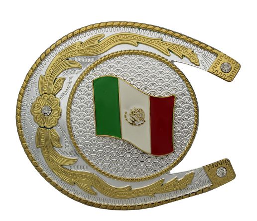 Horseshoe Mexican Flag BUCKLE