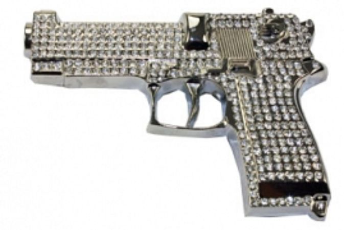 Silver Rhinestone Gun Buckle