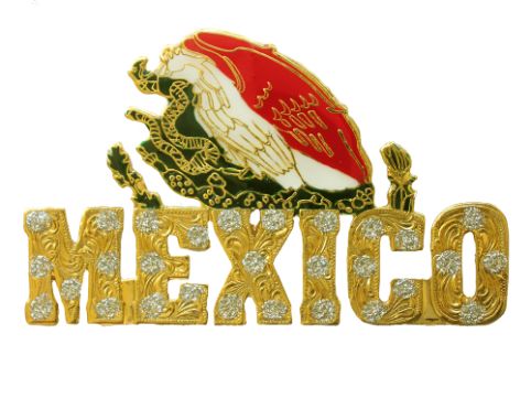 Mexico With Rhinestones HAT Pin