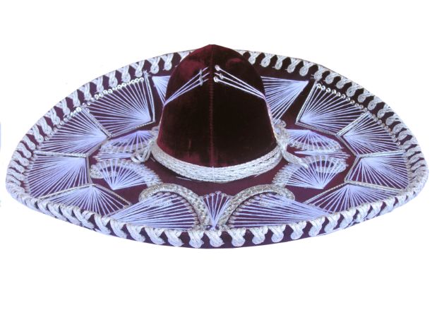 Mariachi Hat Burgundy & Silver