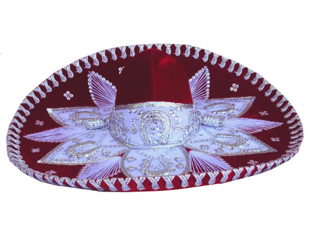 Mariachi SEQUINs Hat Red & Silver