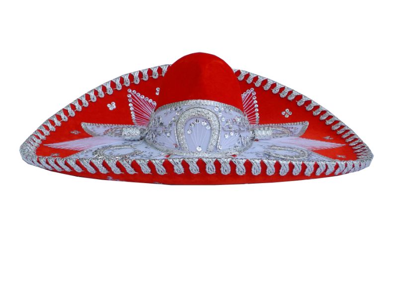 Mariachi Hat Orange & Silver
