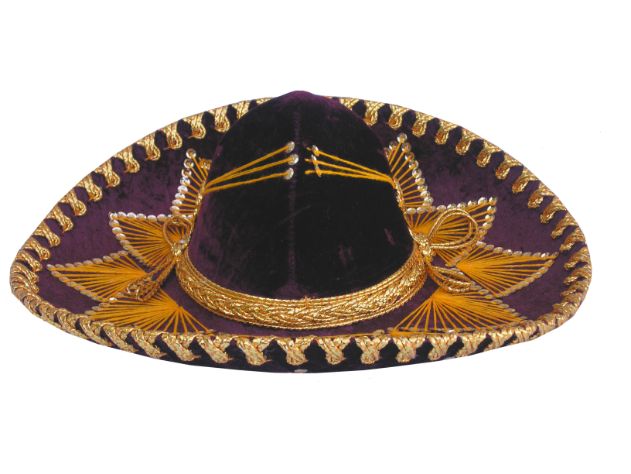 Child's Mariachi Hat Burgundy and GOLD