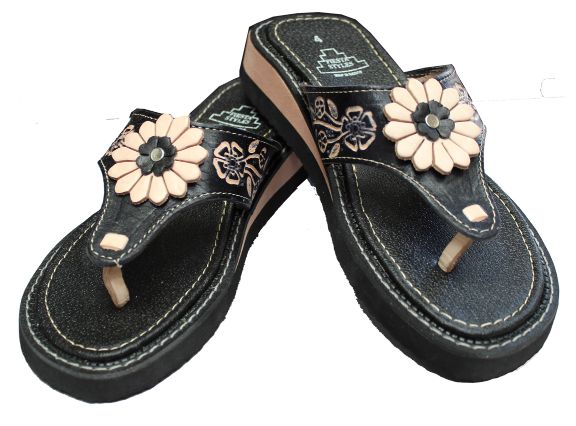 Black Floral Thong Sandal