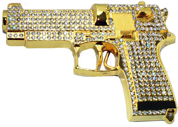 Rhinestone PISTOL Buckle Gold