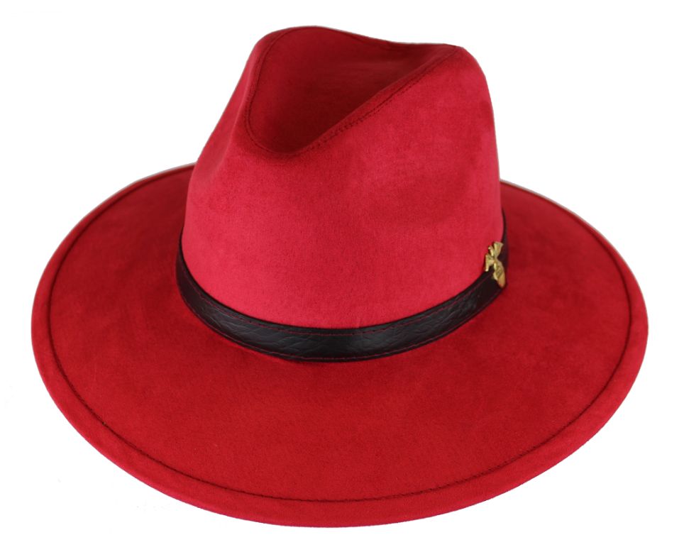 HAT, Faux Suede RED